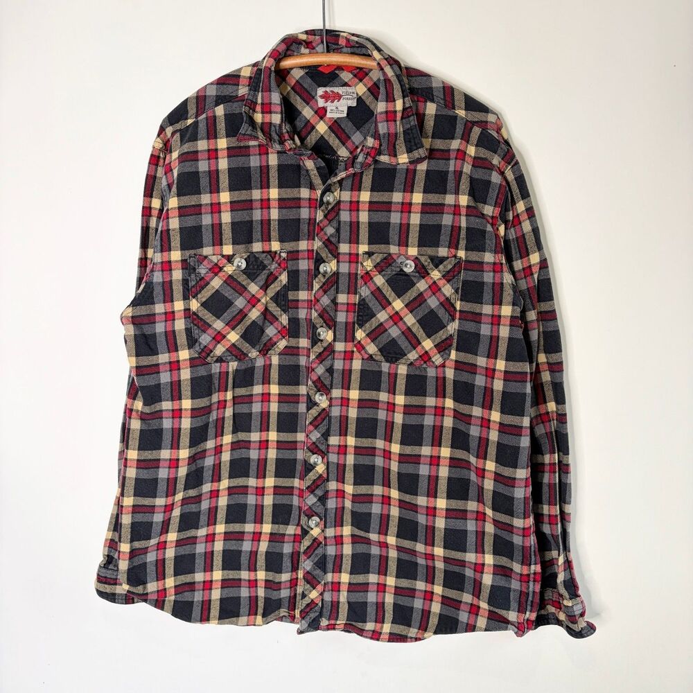Field N Forest Plaid Flannel Long Sleeve Shirt Button Up Black Red Tan Men XL